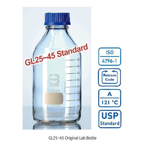 Bottle, Lab., Clear, GL45, w/ Cap &amp; Ring DU.21801365